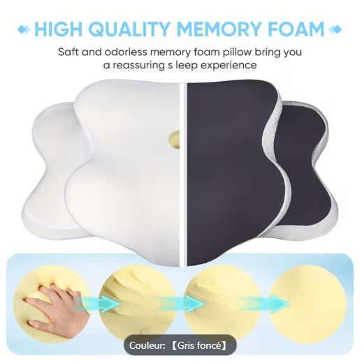 Oreiller ergonomique Papillon - housse respirante amovible et lavable